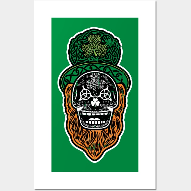 Celtic Sugar Skull (black) Wall Art by SaltyCult